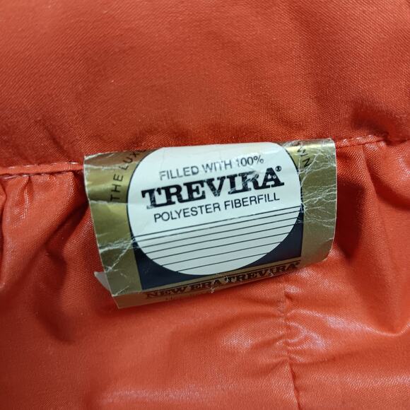 Vintage Trevira Throw Pillow Aprox 12" x 12" Burnt Orange Ruffle Trim - Picture 3 of 3